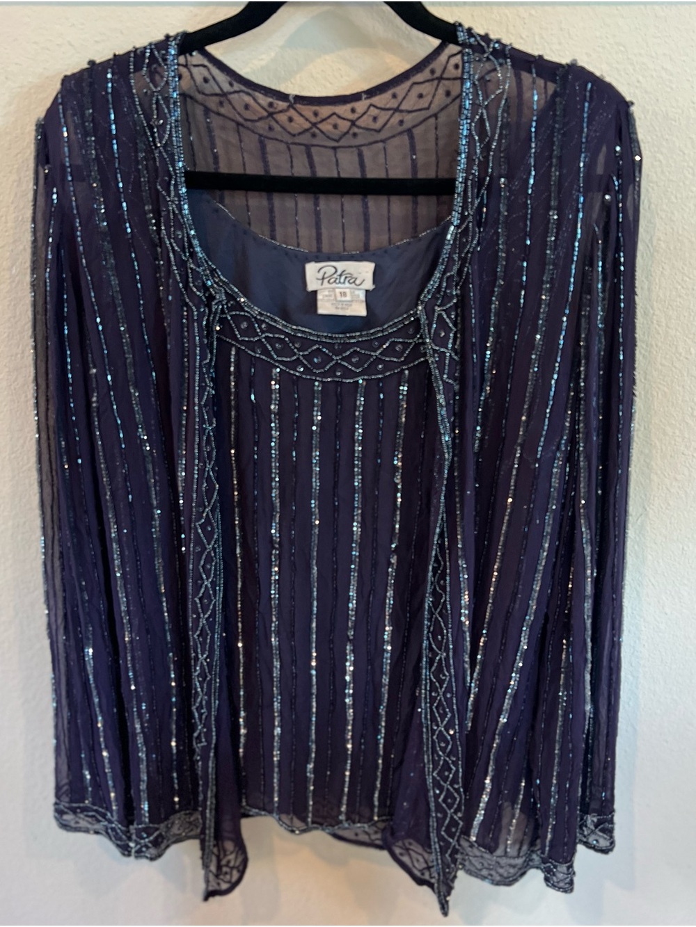 Patra Aubergine Beaded Evening Top and matching jacket